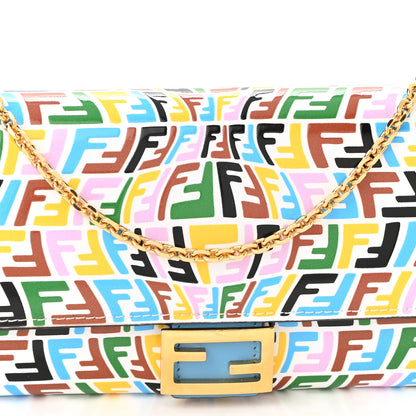 Fendi X SARAH COLEMAN Vitello Liberty Ceylon Micro FF Fish Eye Embossed Continental Envelope Wallet On Chain Multicolor Cyber Blue 8 of 10