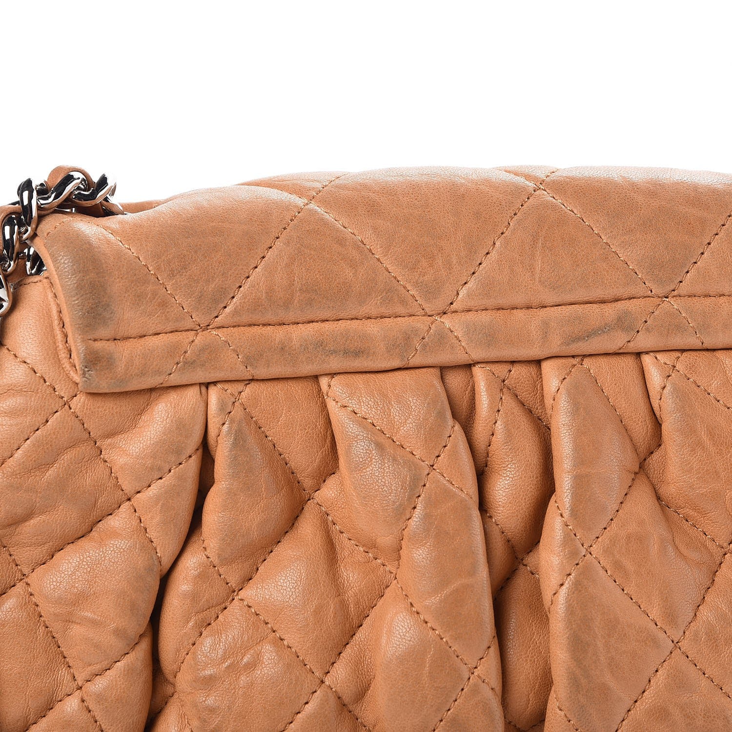 Chanel Washed Lambskin Quilted Medium Chain Around Flap Dark Beige 8 of 8
