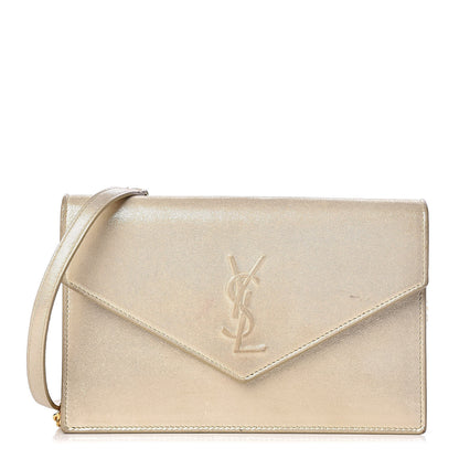 Saint Laurent Metallic Fabric Monogram Envelope Chain Wallet Light Gold 1 of 14