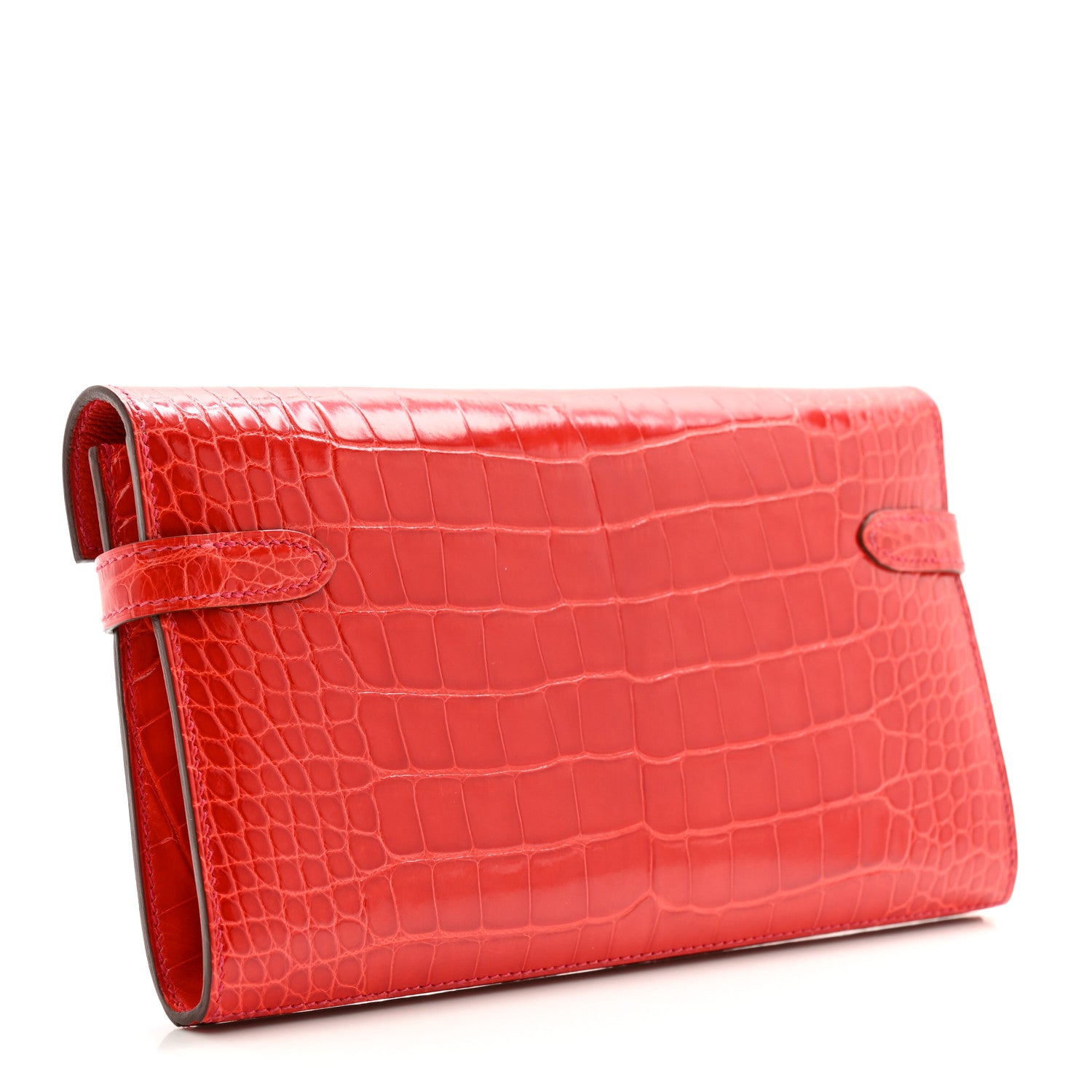 Hermes Shiny Alligator Kelly Longue Wallet Greanium 3 of 11