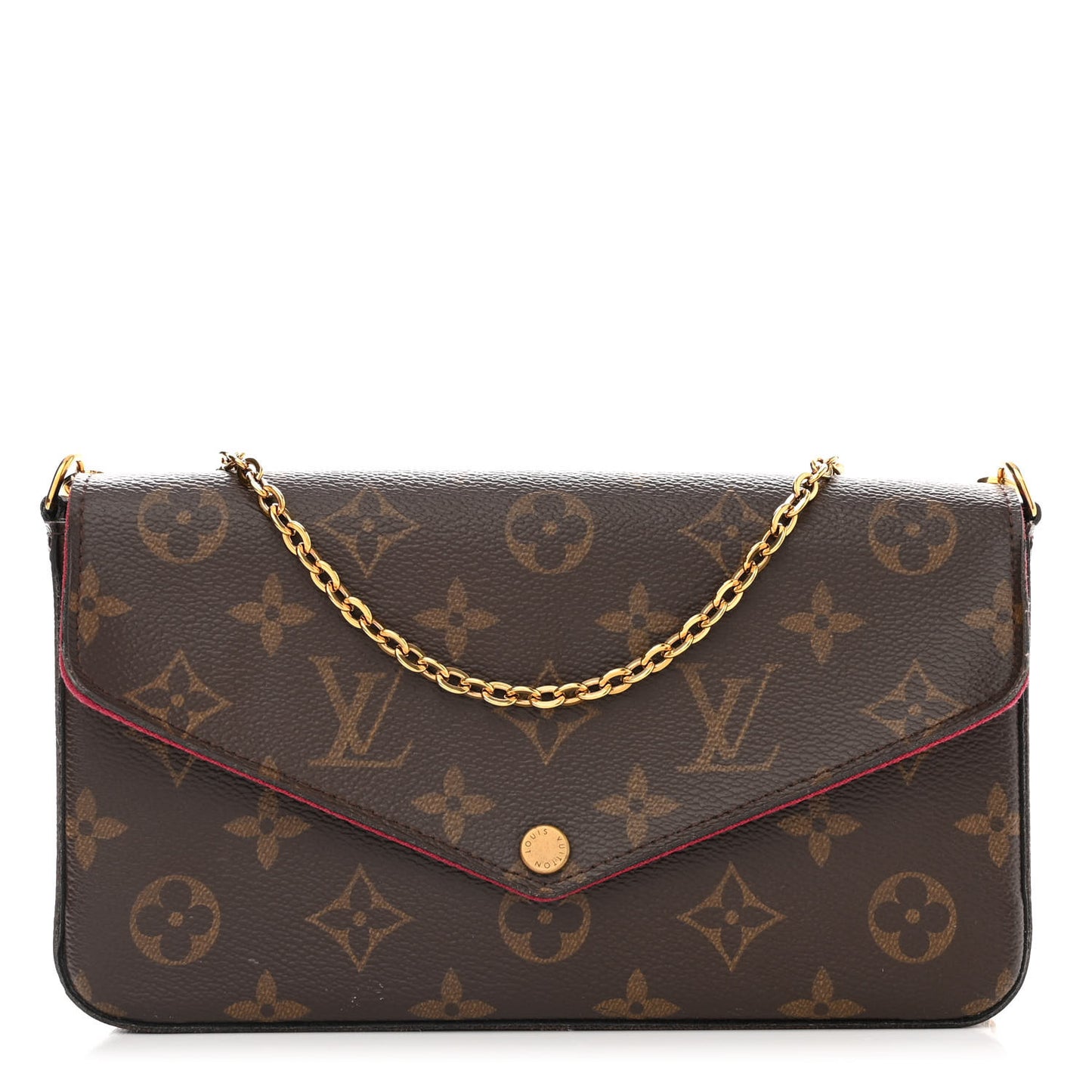 Monogram Pochette Felicie Chain Wallet Fuchsia