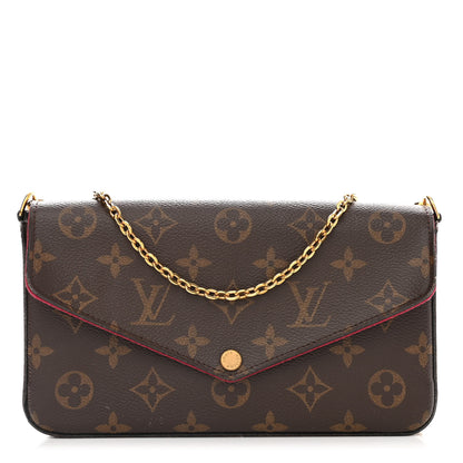 Louis Vuitton Monogram Pochette Felicie Chain Wallet Fuchsia 3 of 14