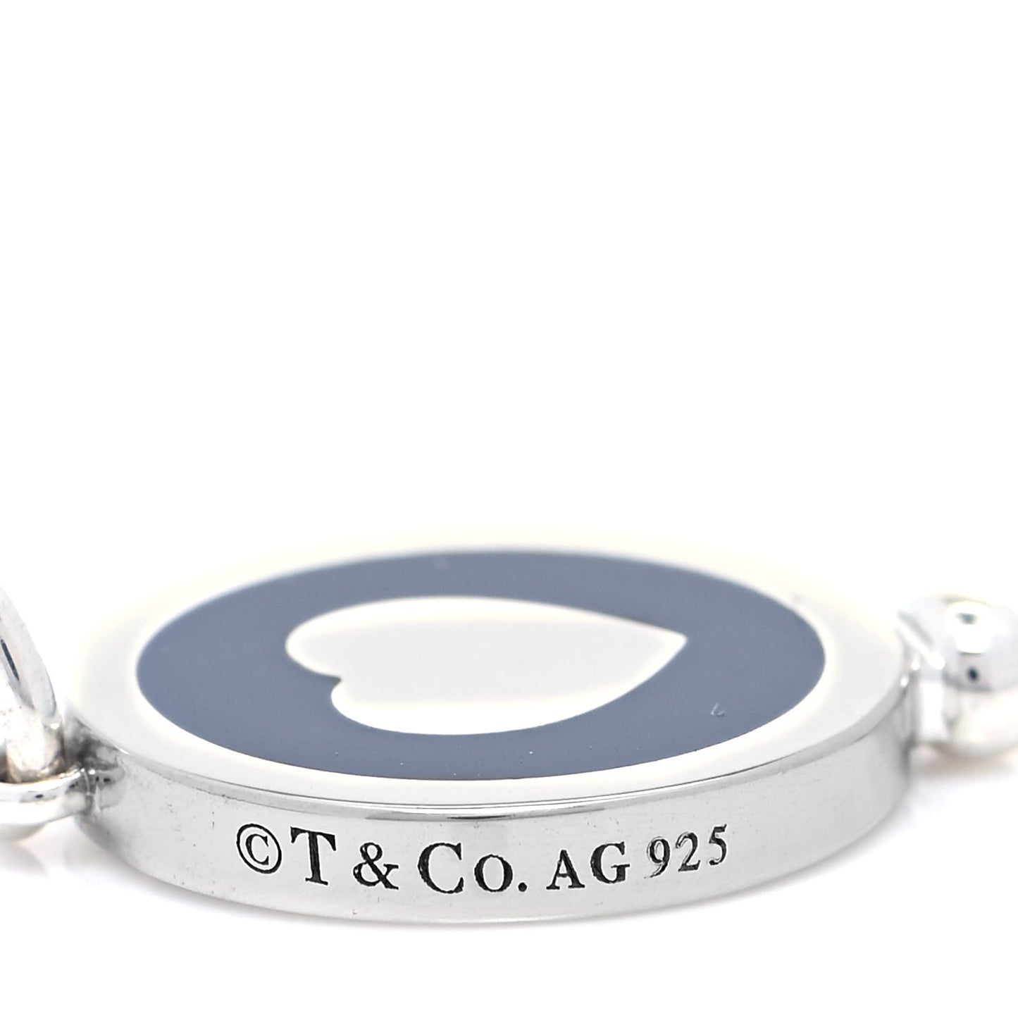 Sterling Silver Enamel Keys Heart Key Pendant Navy