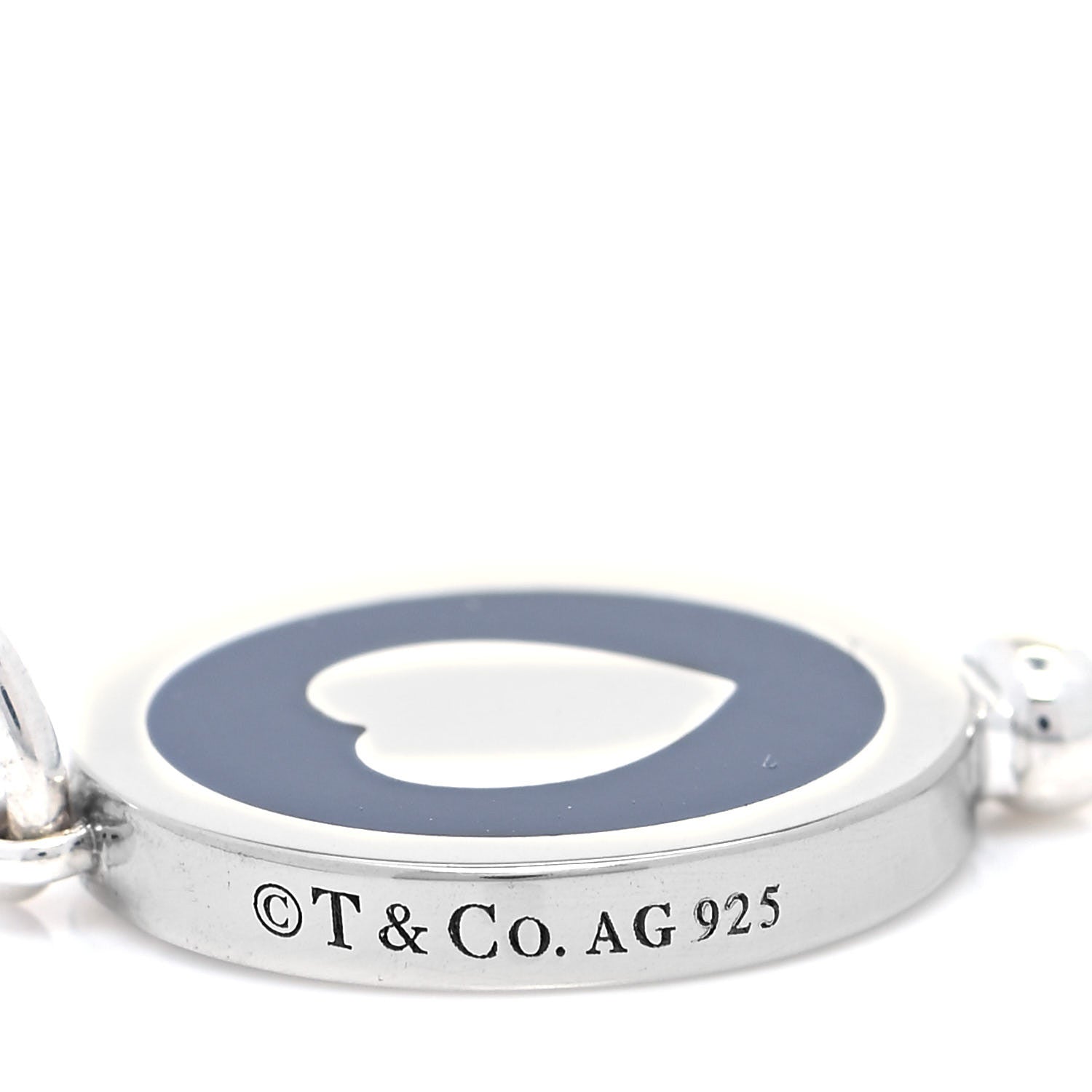 Tiffany Sterling Silver Enamel Keys Heart Key Pendant Navy 4 of 5