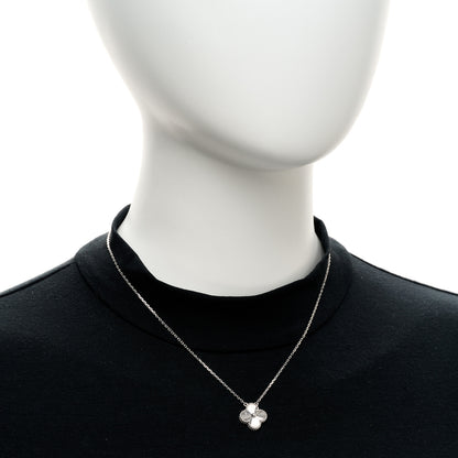 Van Cleef & Arpels 18K White Gold Guilloche Vintage Alhambra Pendant Necklace 2 of 4