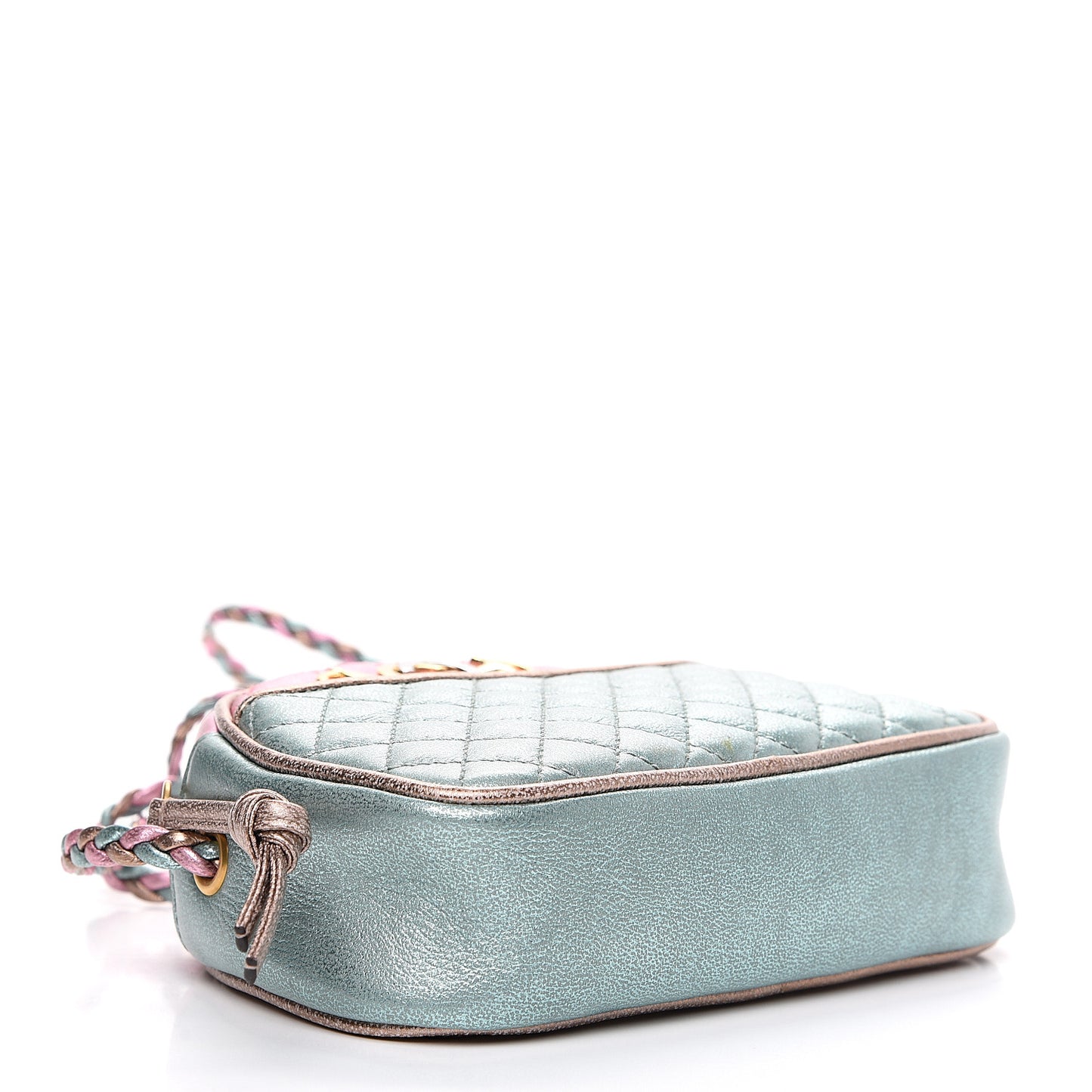 Laminated Nappa Trapuntata Mini Zumi Dome Shoulder Bag Rosa Lago Rame