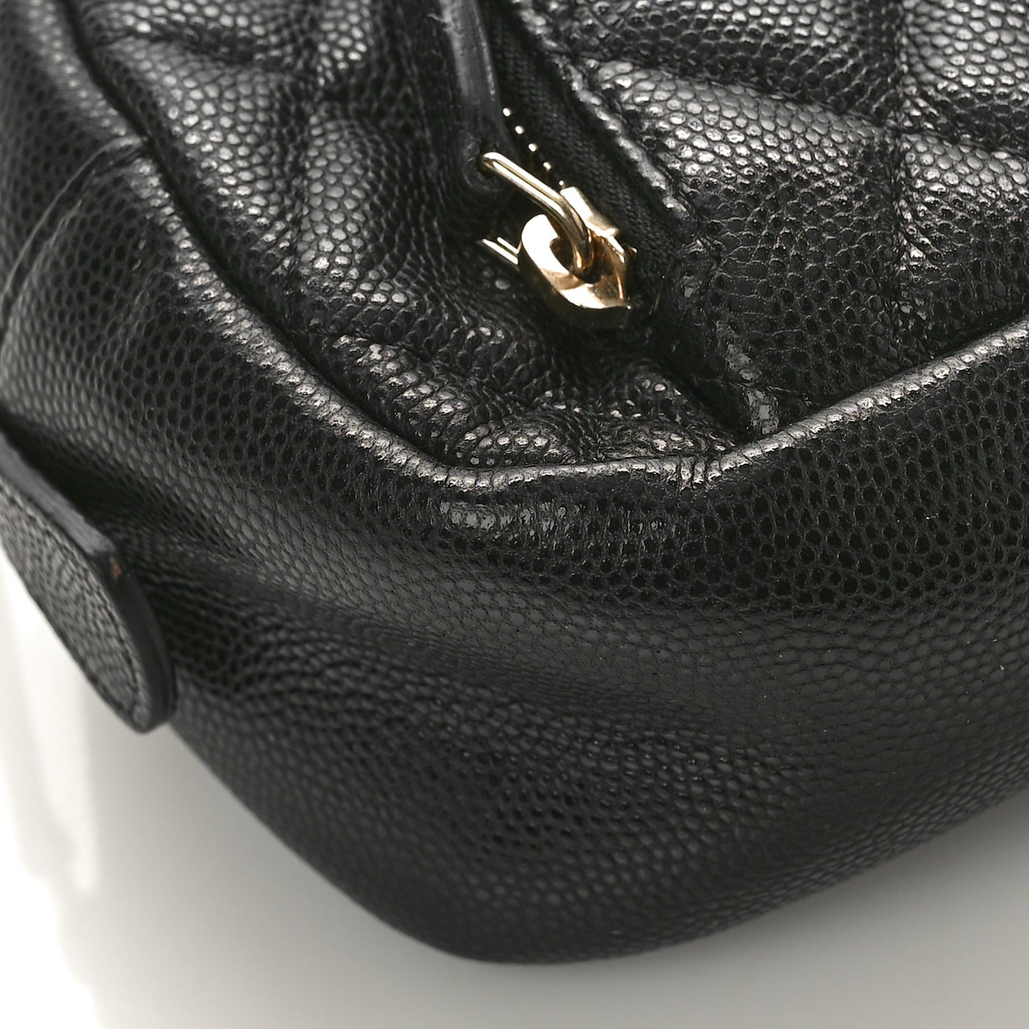 Caviar Quilted Double Zip Pouch Black