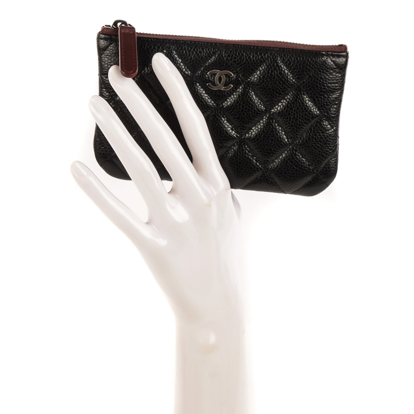 Caviar Quilted Coin Purse Case Black