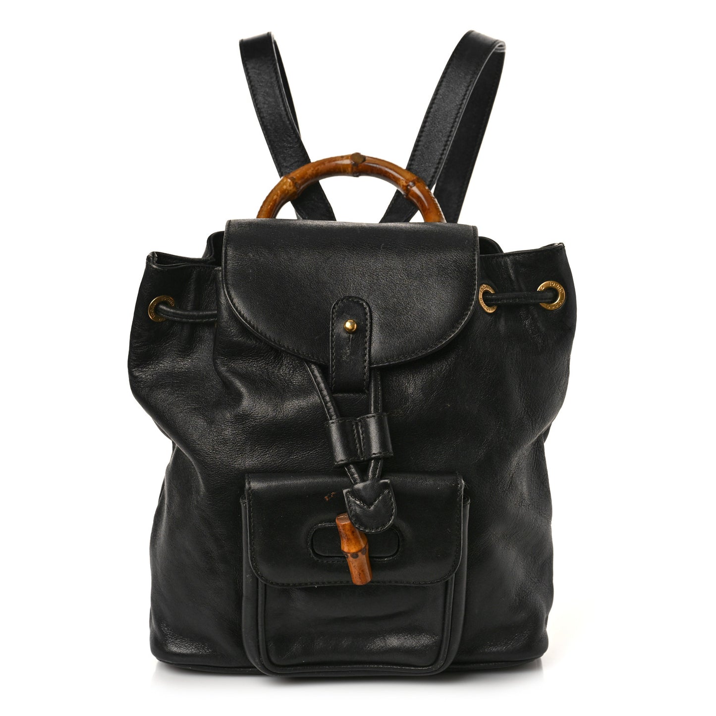 Calfskin Bamboo Backpack Black