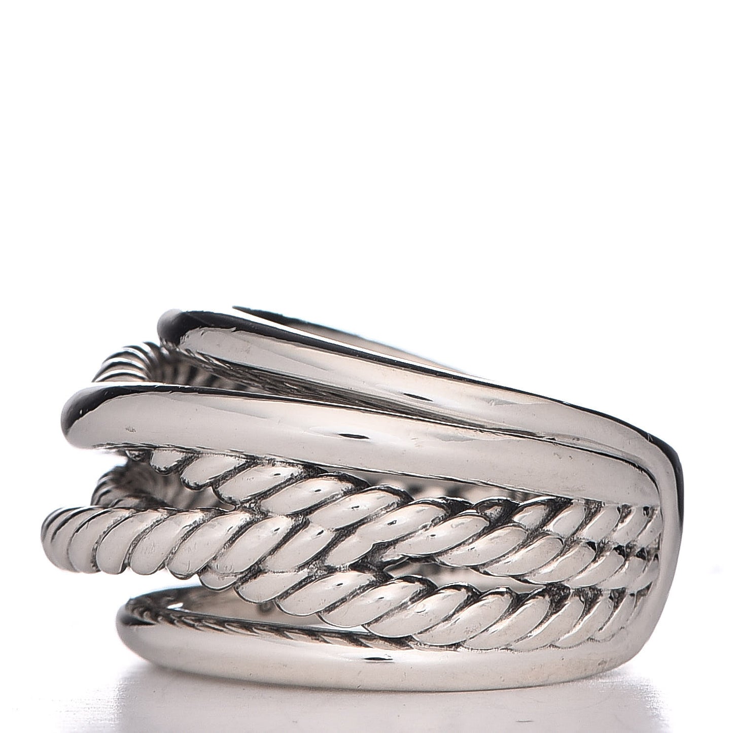 Sterling Silver 18mm Wide Crossover Cable Ring 54 6.75