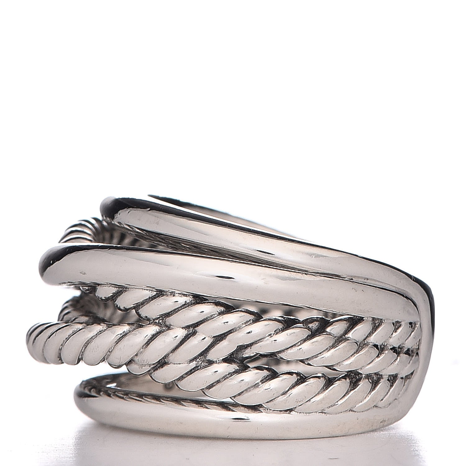 David Yurman Sterling Silver 18mm Wide Crossover Cable Ring 54 6.75 3 of 5