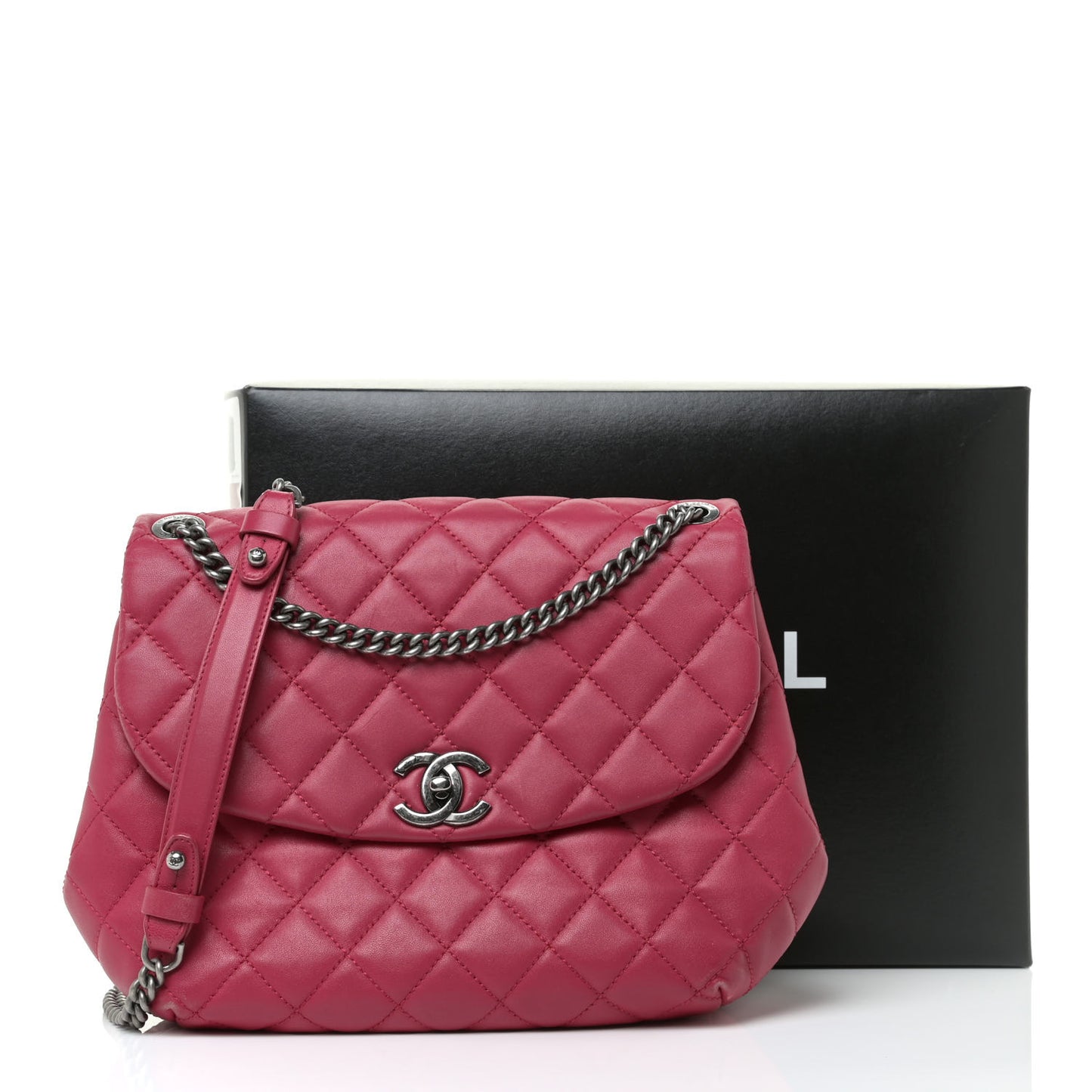 Lambskin Quilted Large Daily Supple Flap Dark Pink
