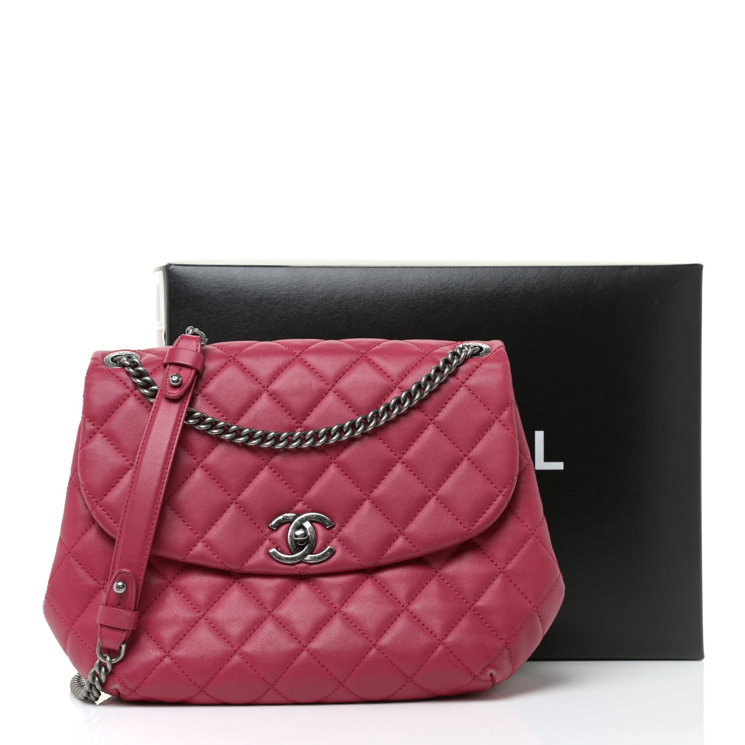 Chanel Lambskin Quilted Large Daily Supple Flap Dark Pink 13 of 27