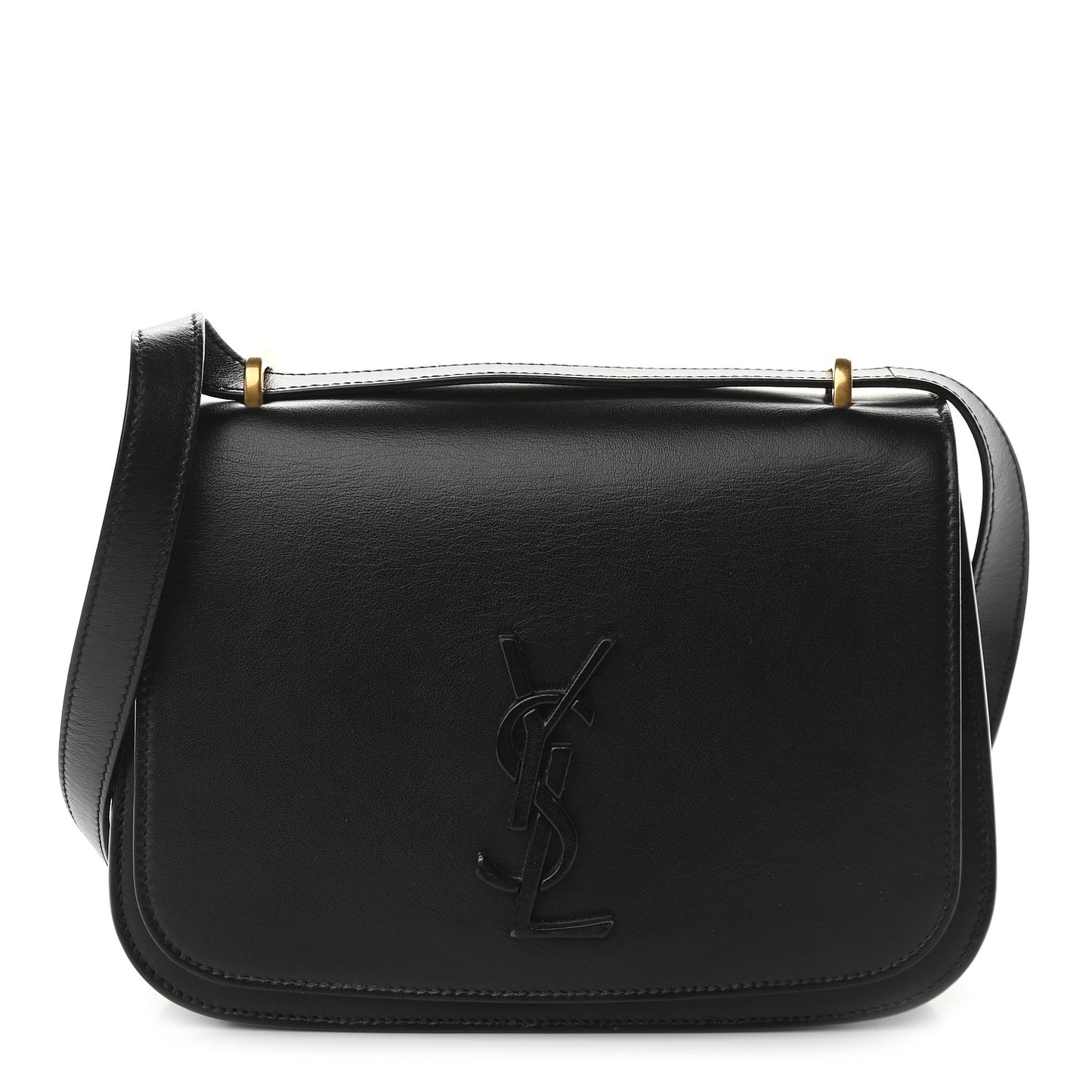 Smooth Calfskin Small Spontini Saddle Bag Black