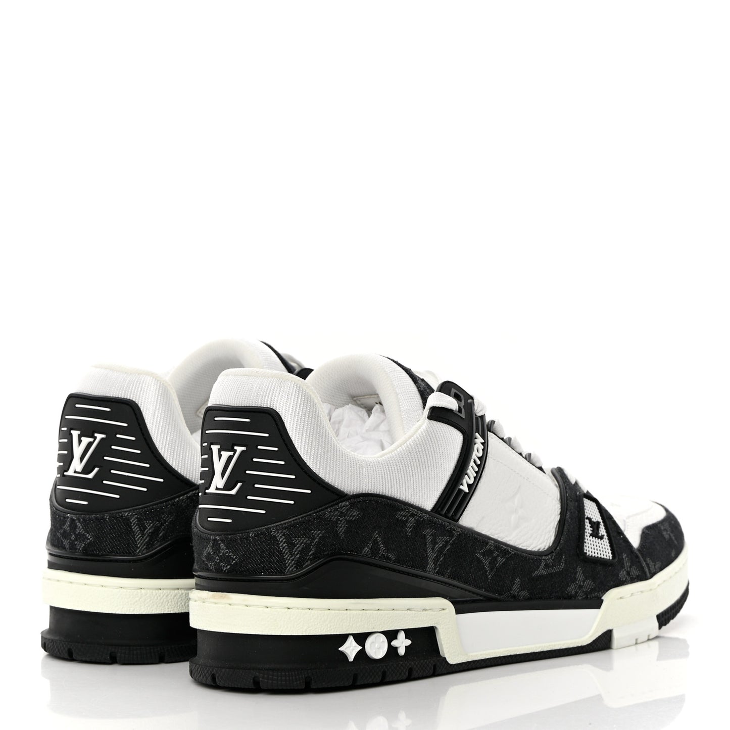 Calfskin Monogram Denim Mens LV Trainer Sneakers 8.5 Black