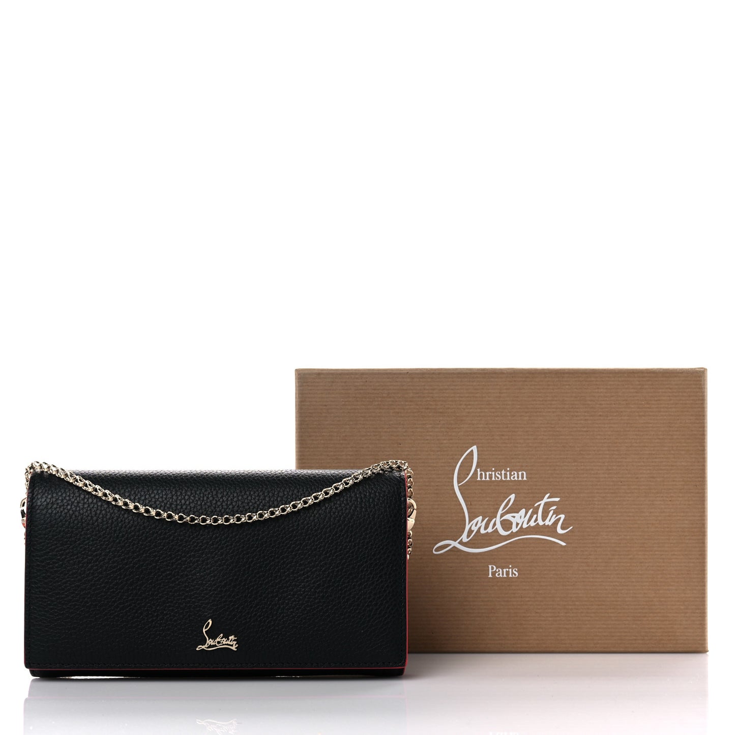 Calfskin Boudoir Chain Wallet Black