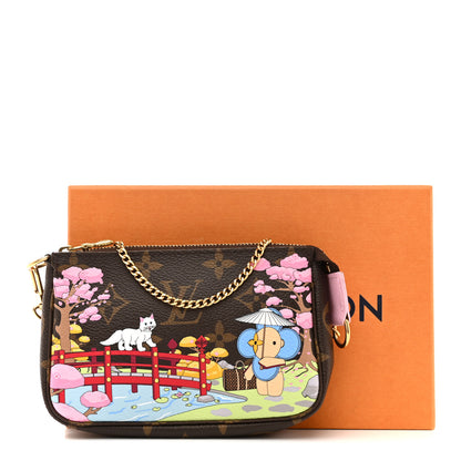 Louis Vuitton Monogram 2021 Christmas Animation Japanese Garden Mini Pochette Accessories Wisteria Pink 13 of 13
