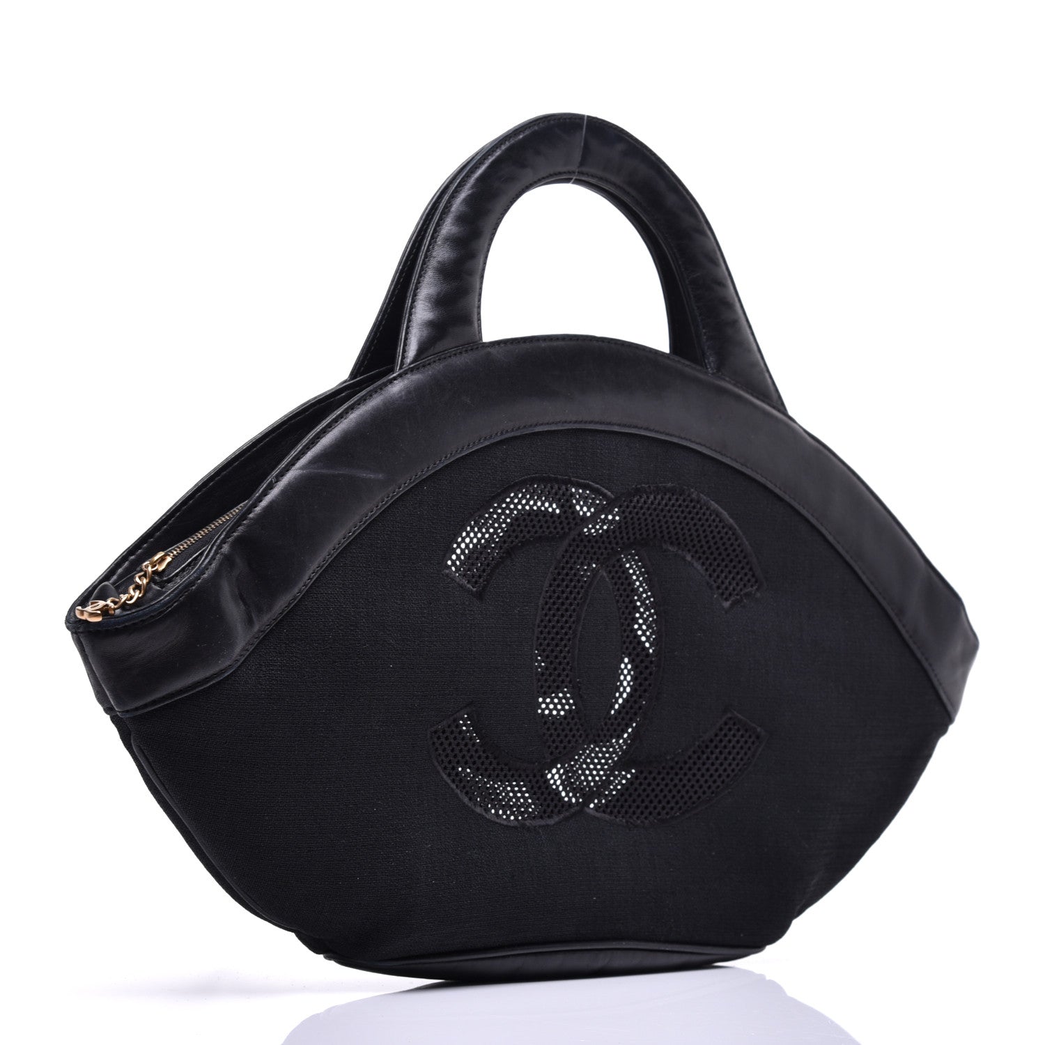 Chanel Linen Lambskin Mesh Camellia CC Tote Black 3 of 11