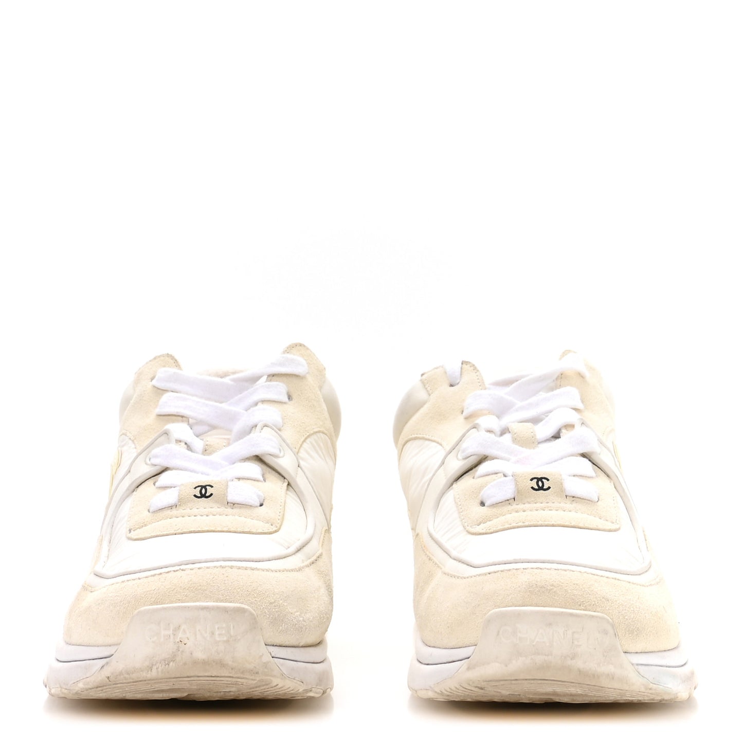 Suede Calfskin Fabric CC Sneakers 42 White