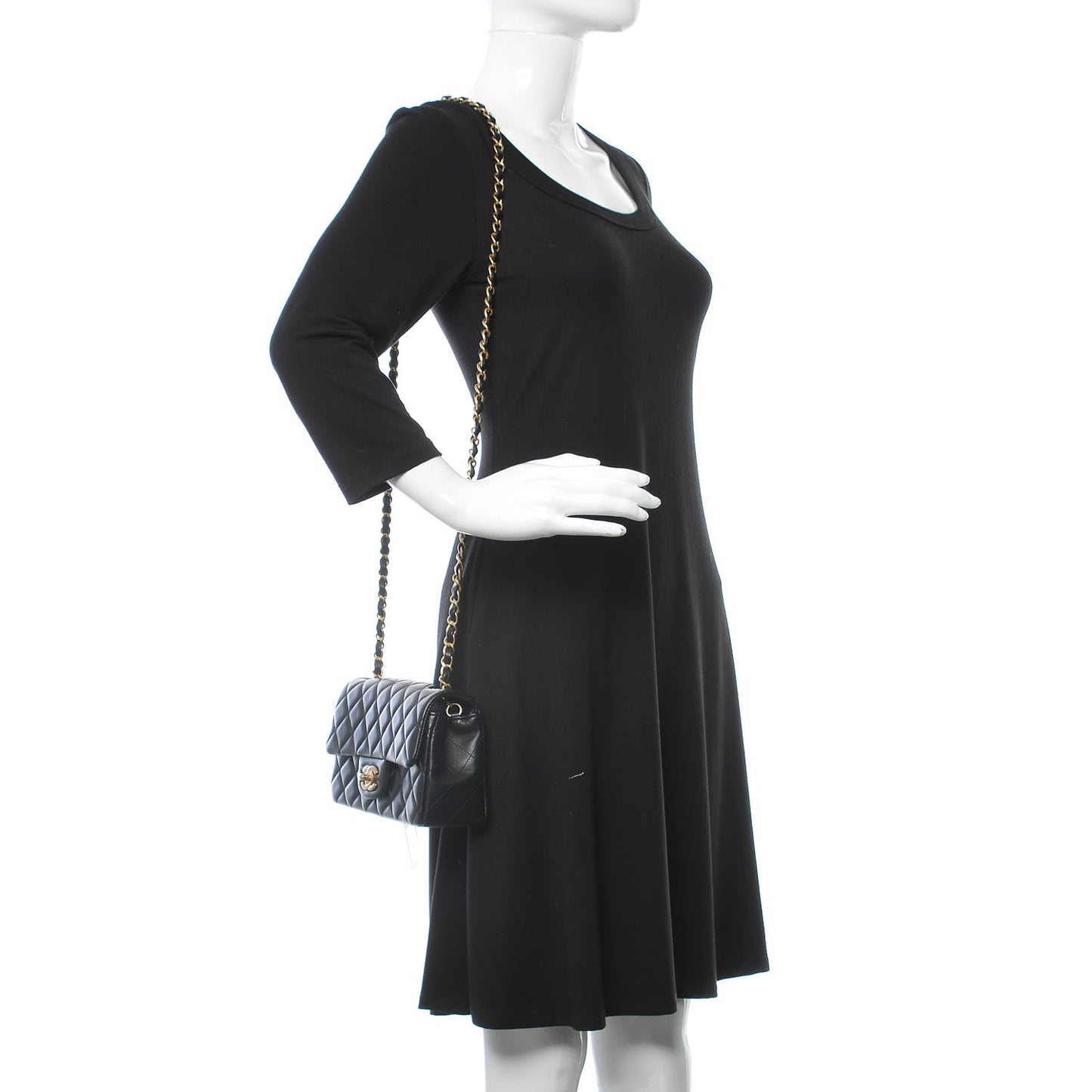 Lambskin Quilted Mini Rectangular Flap Black