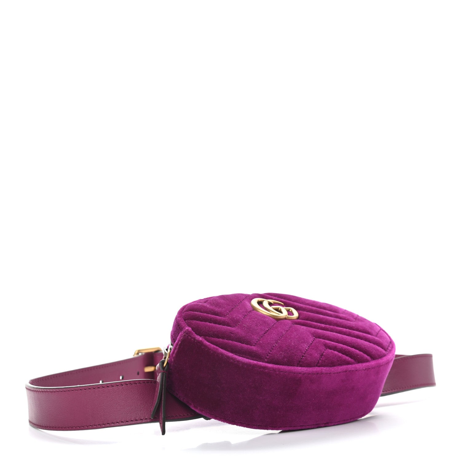 Gucci Velvet Matelasse GG Marmont Belt Bag 95 38 Fuchsia Violet Cyclamen 4 of 12