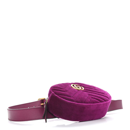 Gucci Velvet Matelasse GG Marmont Belt Bag 95 38 Fuchsia Violet Cyclamen 4 of 12