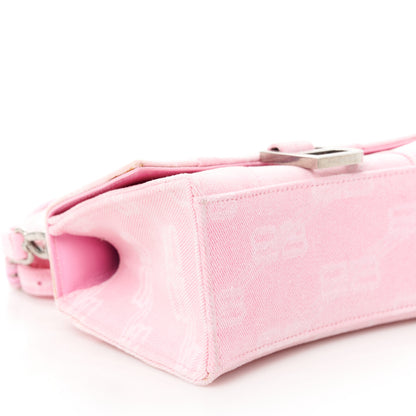 Balenciaga Washed Denim BB Monogram Hourglass Top Handle Bag XS Pink 9 of 10