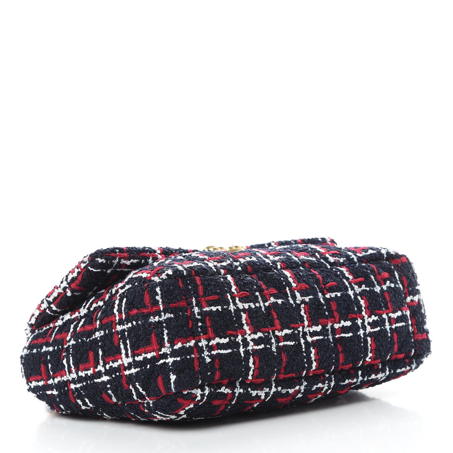 Tweed Quilted Medium 19 Flap Navy Blue White Red