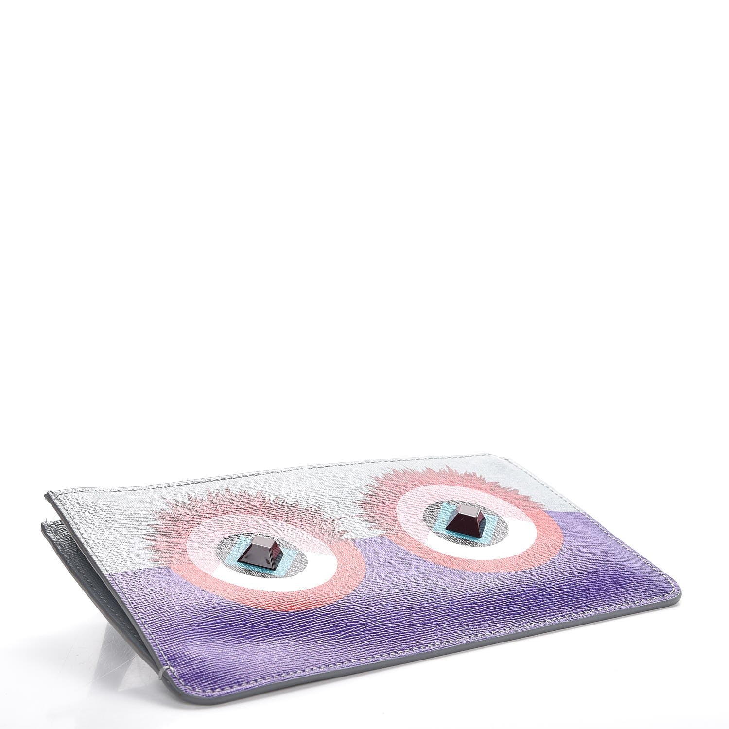Fendi Vitello Elite Studded Hypnoteyes Zip Pouch Polvere Multicolor 4 of 11