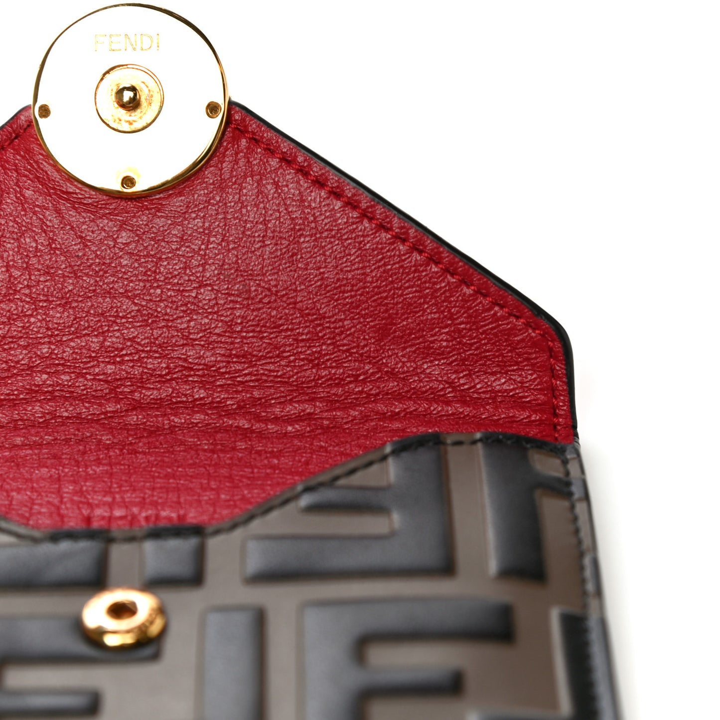 Vitello Cruise F is Fendi Bi-Color FF 1974 Embossed Small Envelope Pouch Maya Black Ribes