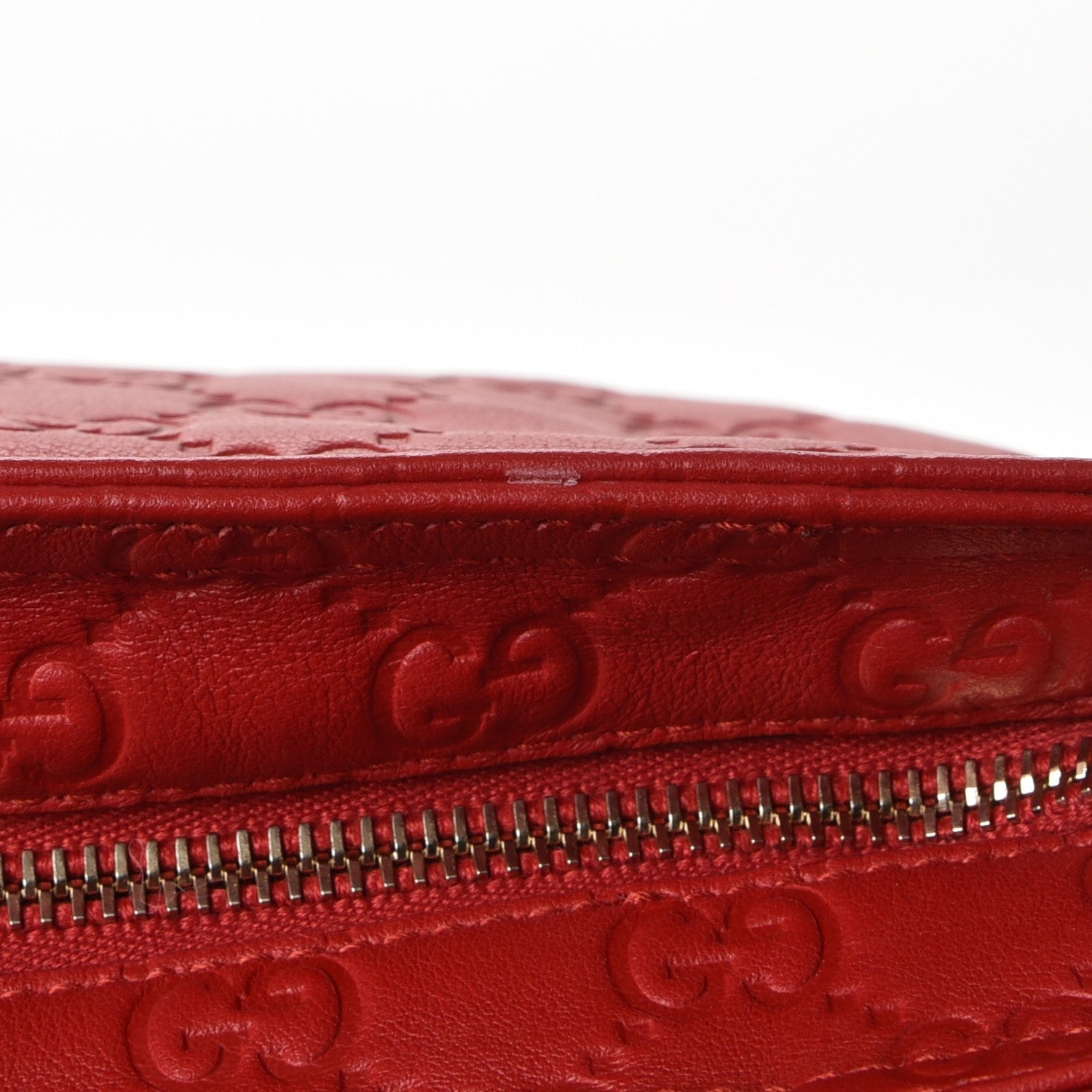 Gucci Guccissima Medium Flat Messenger Bag Red 10 of 10