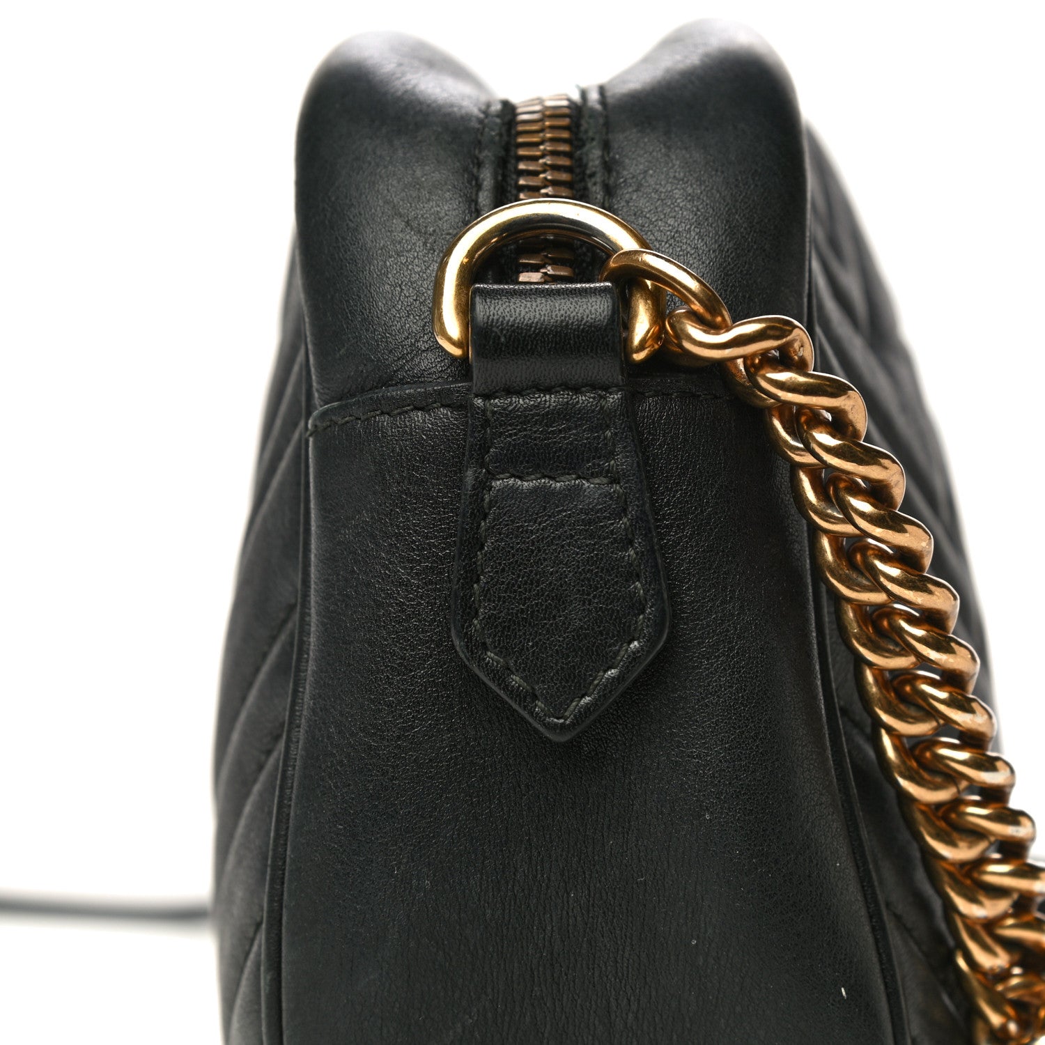 Gucci Calfskin Matelasse Small GG Marmont Chain Shoulder Bag Black 24 of 33