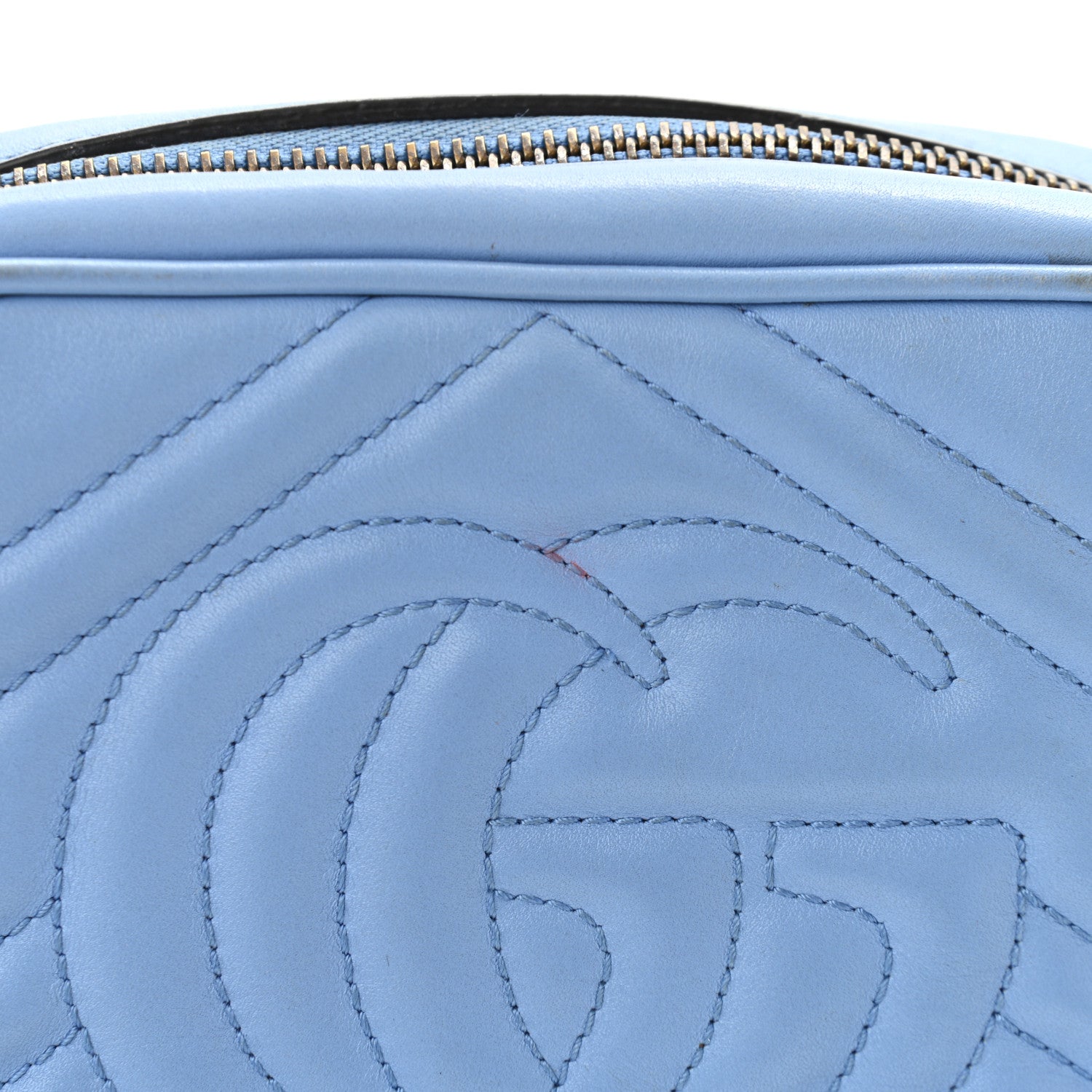 Gucci Calfskin Matelasse Mini GG Marmont Chain Shoulder Bag Clear Sky Blue 13 of 13