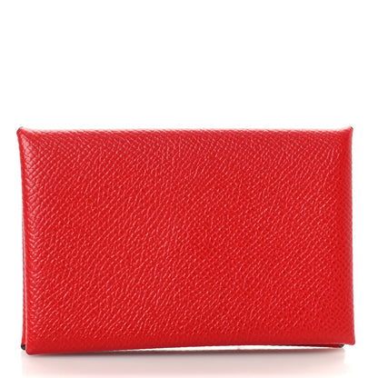 Hermes Epsom Calvi Card Case Rouge Casaque 3 of 8