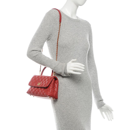 Chanel Caviar Quilted Mini Coco Handle Flap Red 2 of 7
