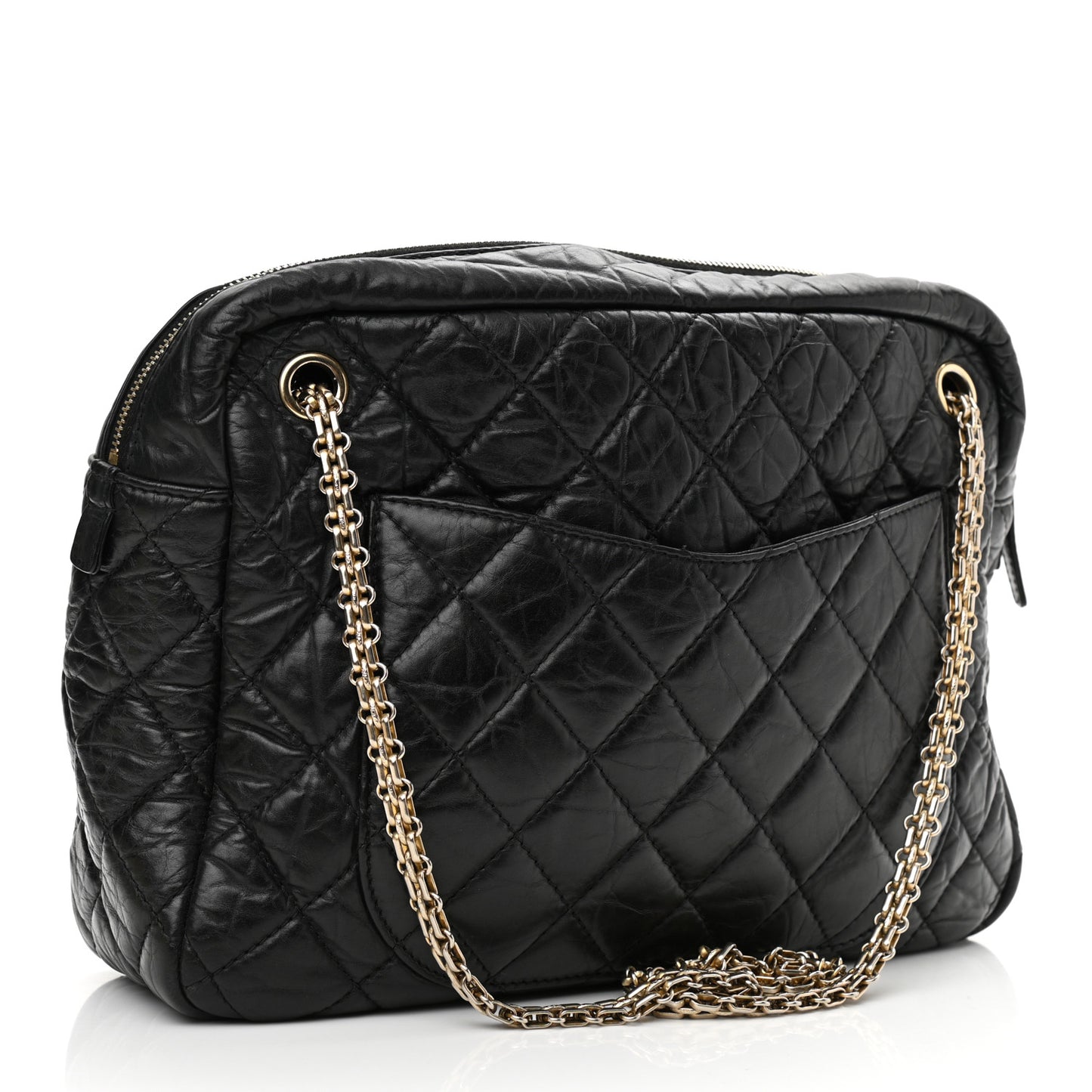 Aged Calfskin Quilted Large Reissue Camera Case Black