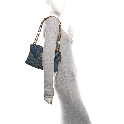 Saint Laurent Denim Quilted Small Loulou Puffer Monogram Chain Satchel Blue Cinnamon 2 of 11