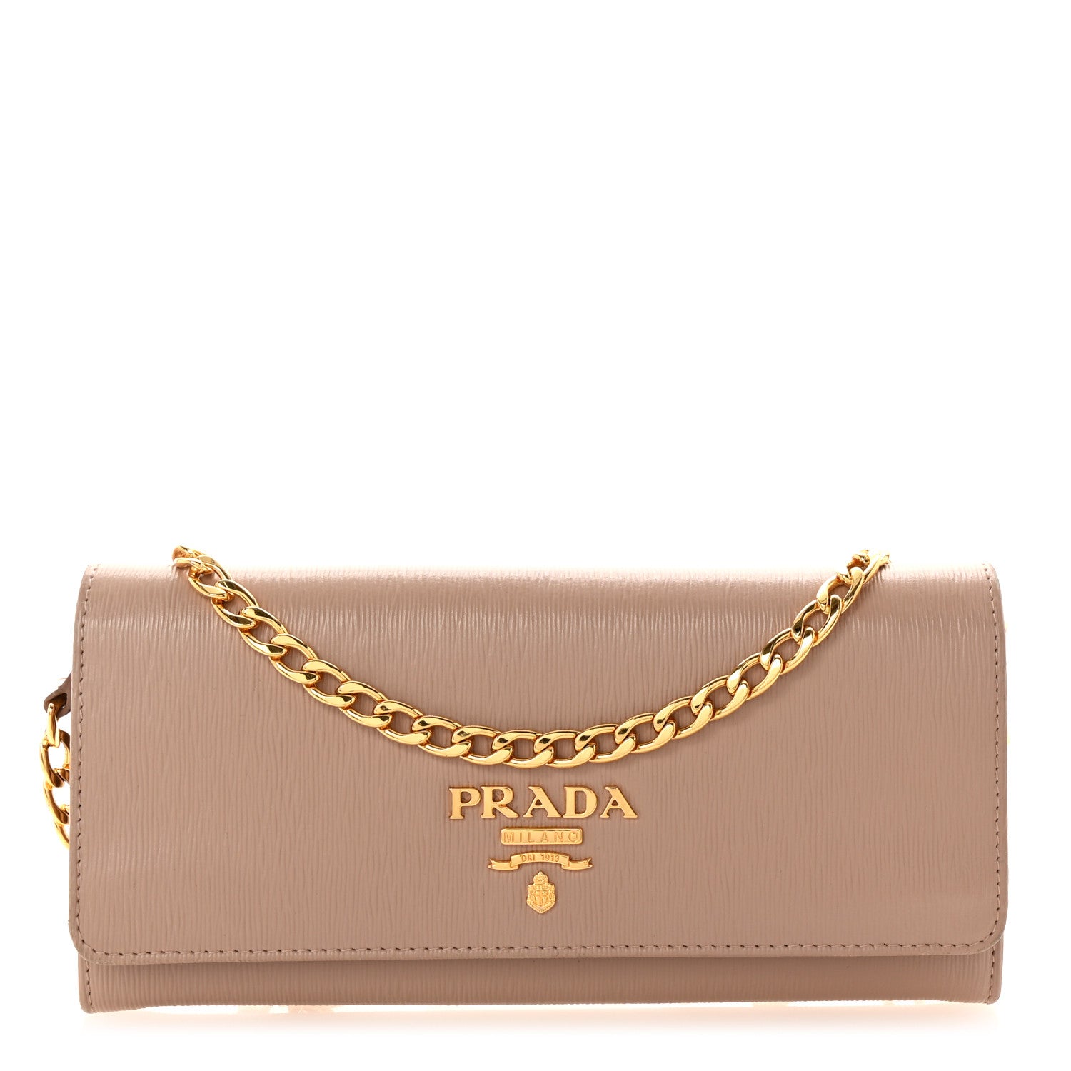 Prada Vitello Move Metal Oro Chain Wallet Cipria 1 of 9