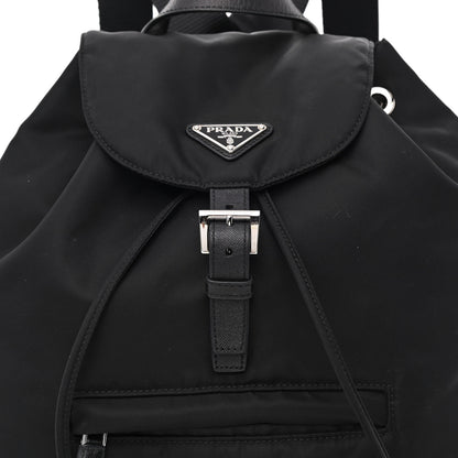 Prada Nylon Vela Saffiano Small Cinch Backpack Black 9 of 12