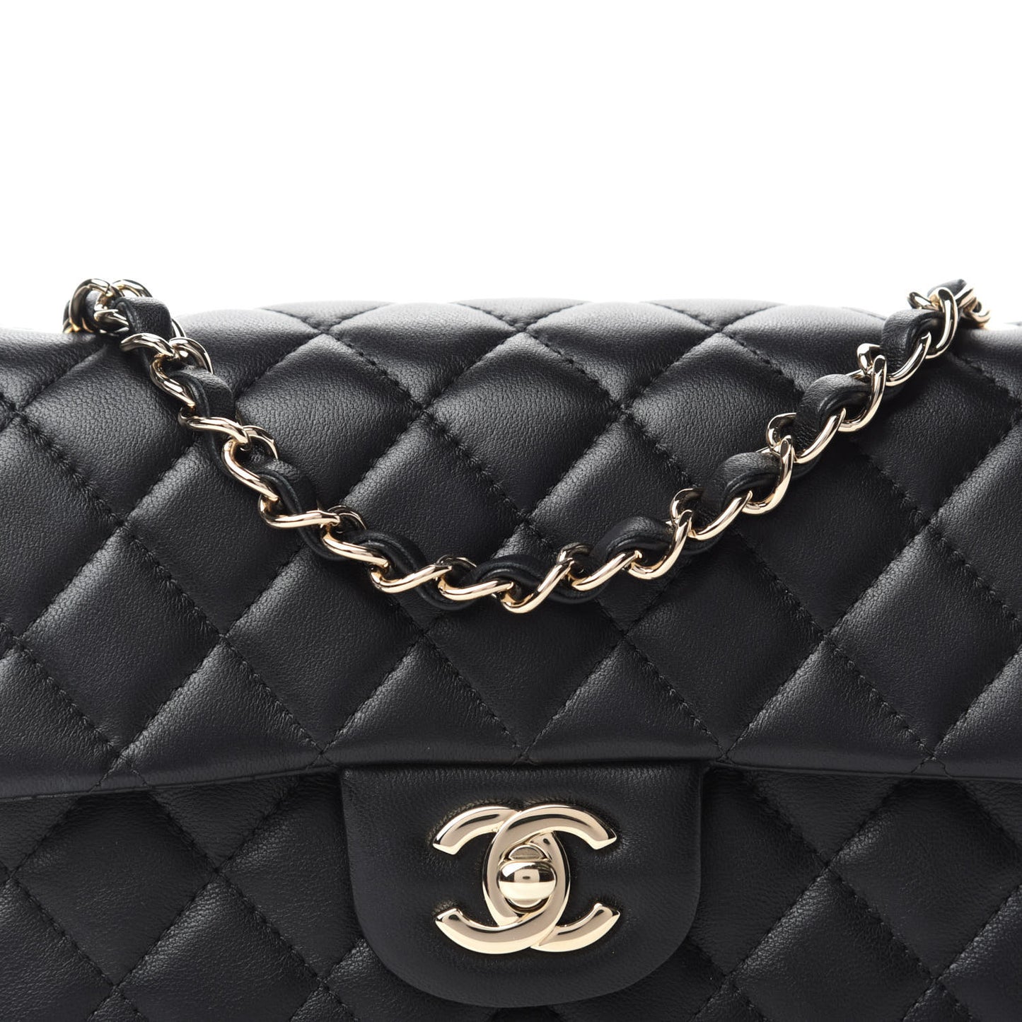 Lambskin Quilted Mini Rectangular Flap Black