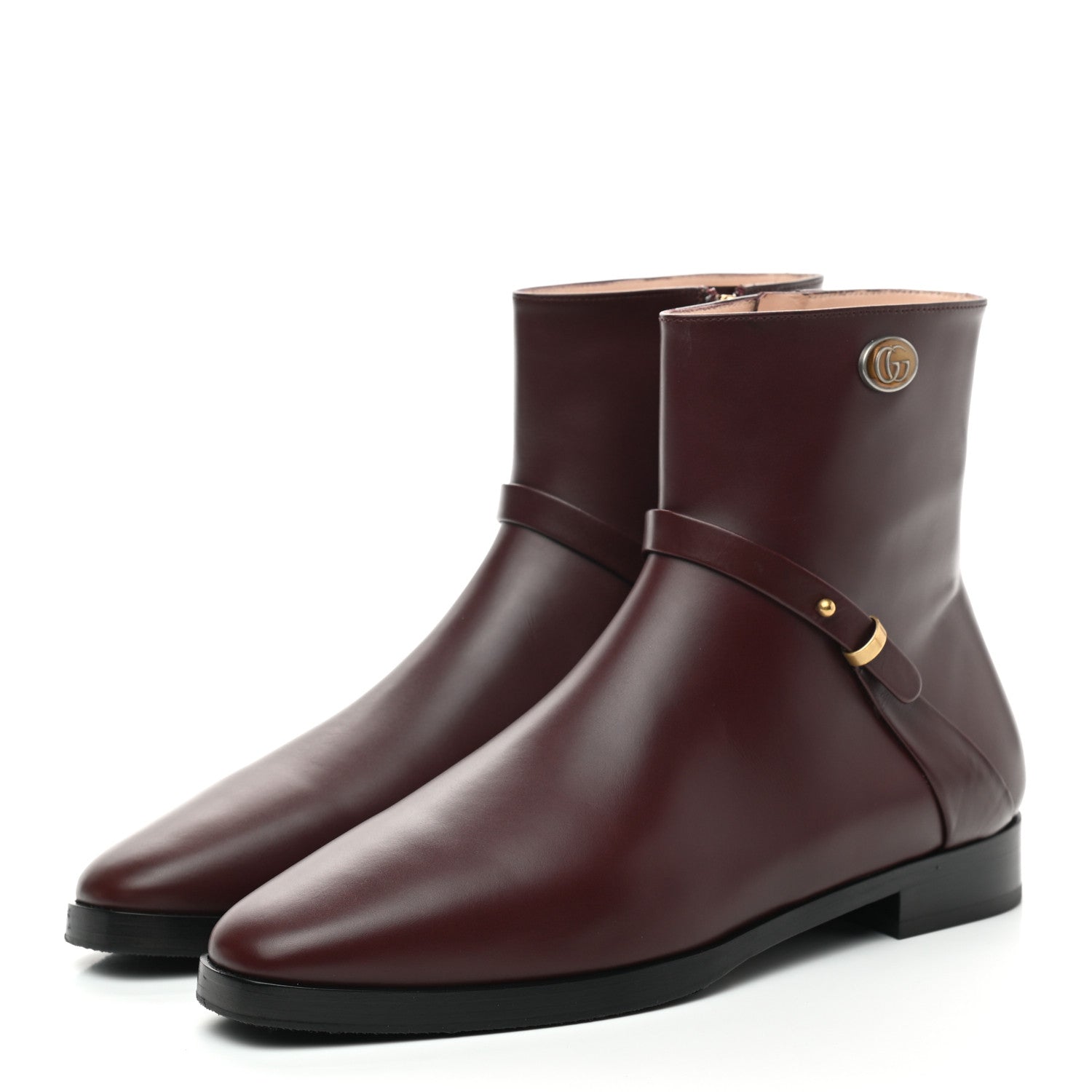 Gucci Calfskin Womens GG Ankle Boots 36.5 Vintage Bordeaux 3 of 10