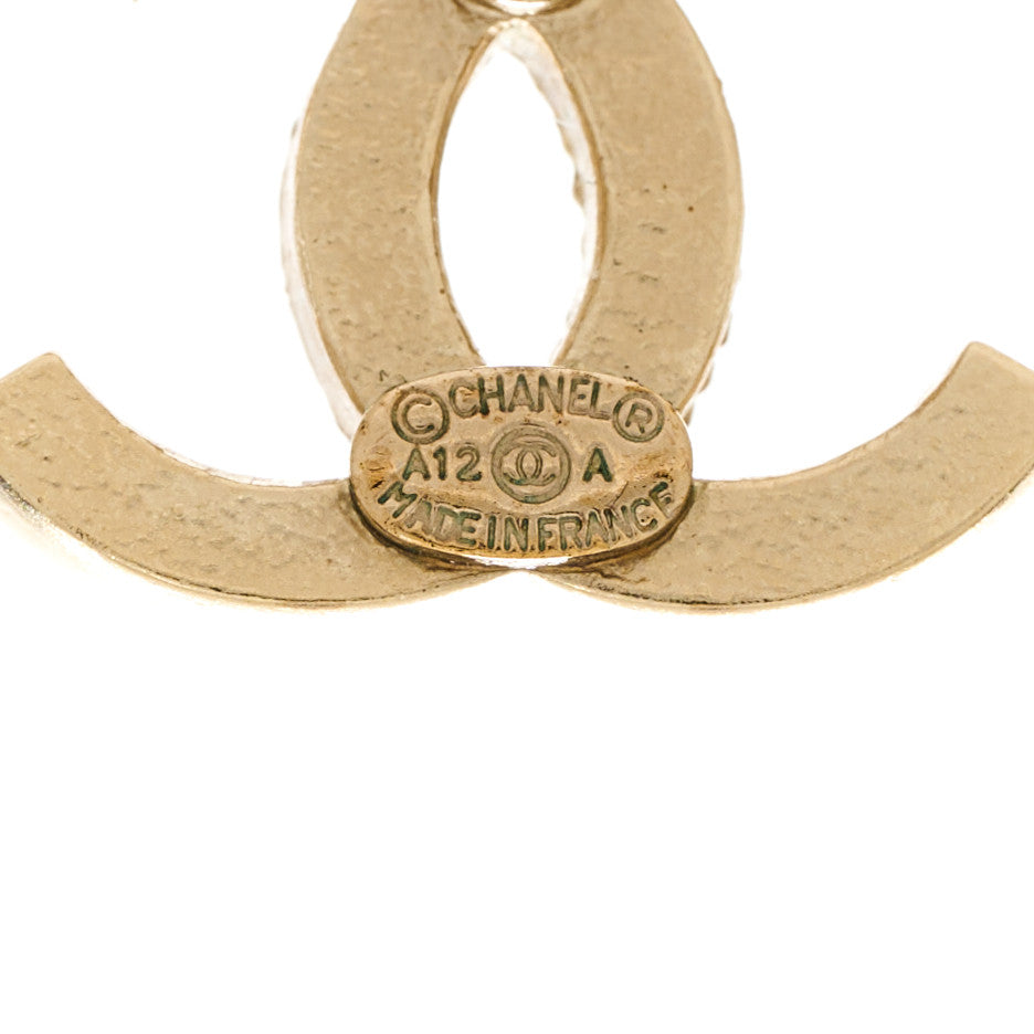 Chanel Crystal CC Earrings Light Gold 4 of 5
