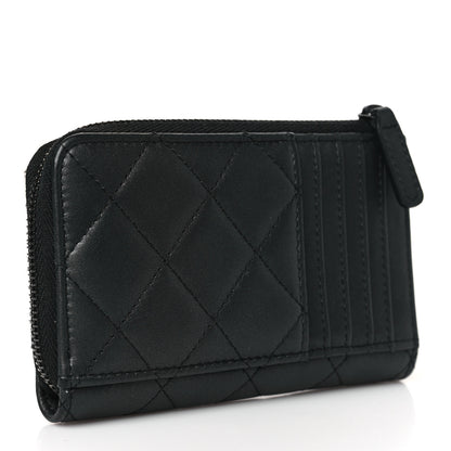 Chanel Pearly Lambskin Quilted Zip Card Holder So Black 3 of 7