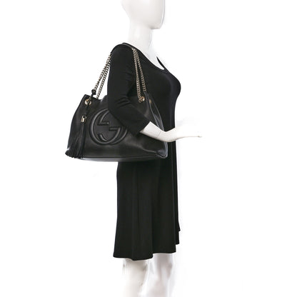 Gucci Pebbled Calfskin Medium Soho Chain Shoulder Bag Black 2 of 11