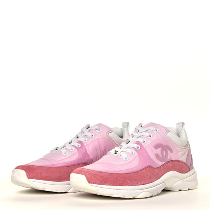 Chanel Nylon Calfskin Suede Womens CC Sneakers 40 Pink 2 of 8