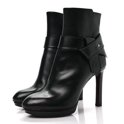 Louis Vuitton Calfskin Belted Platform Ankle Boots 36 Black 3 of 6
