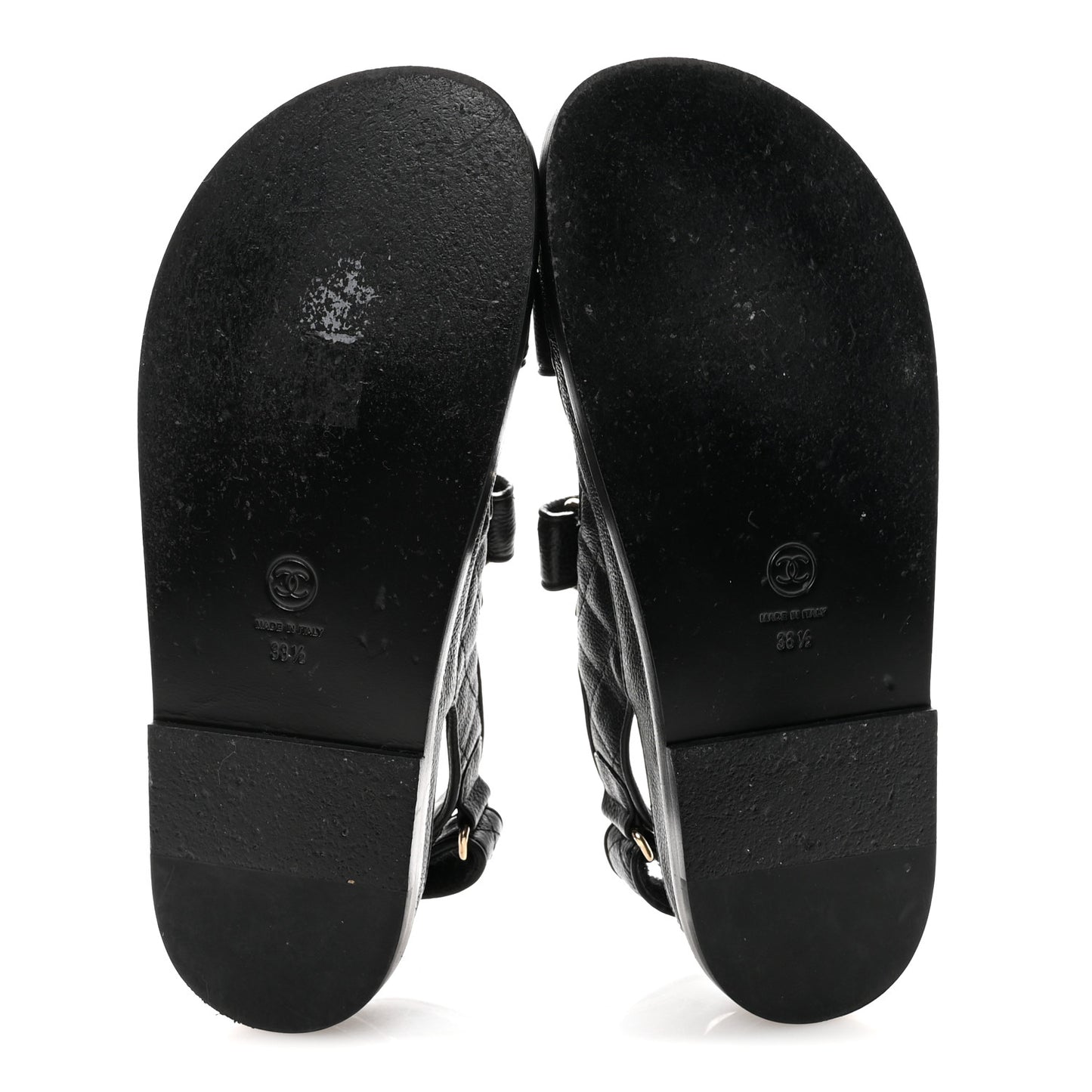 Grained Calfskin Velcro Dad Sandals 38.5 Black