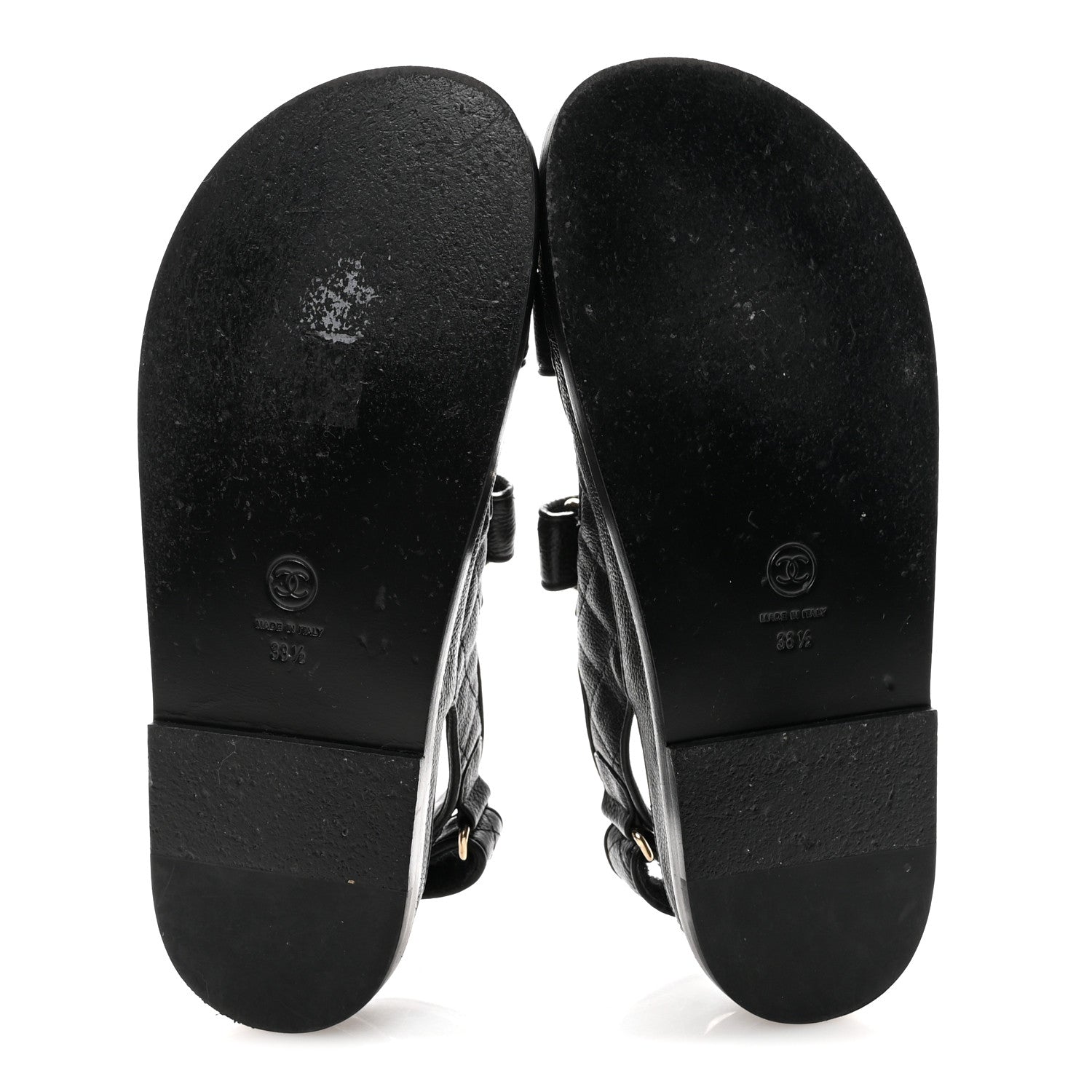 Chanel Grained Calfskin Velcro Dad Sandals 38.5 Black 6 of 10