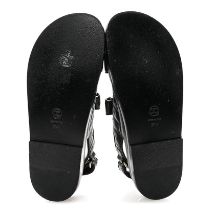 Chanel Grained Calfskin Velcro Dad Sandals 38.5 Black 6 of 10