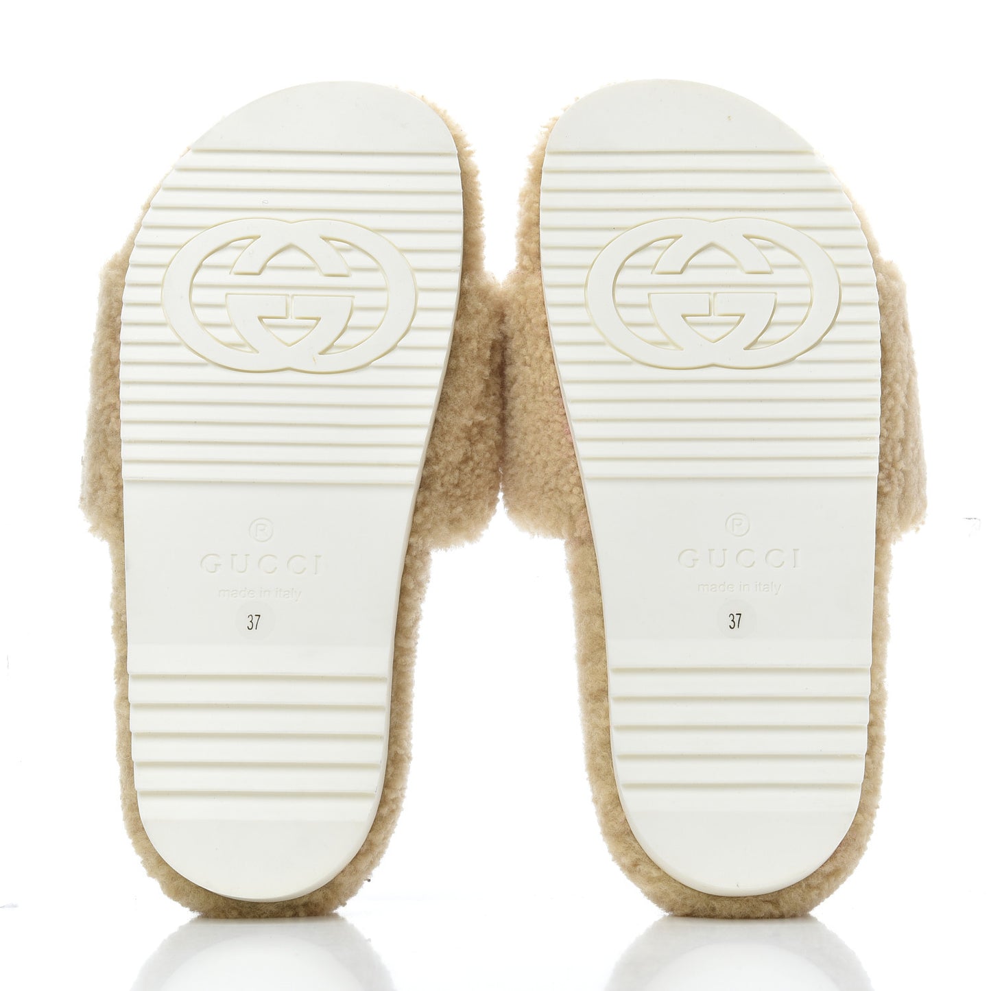 Merino Interlocking G Slide Sandals 37 Butterscotch Cocoa